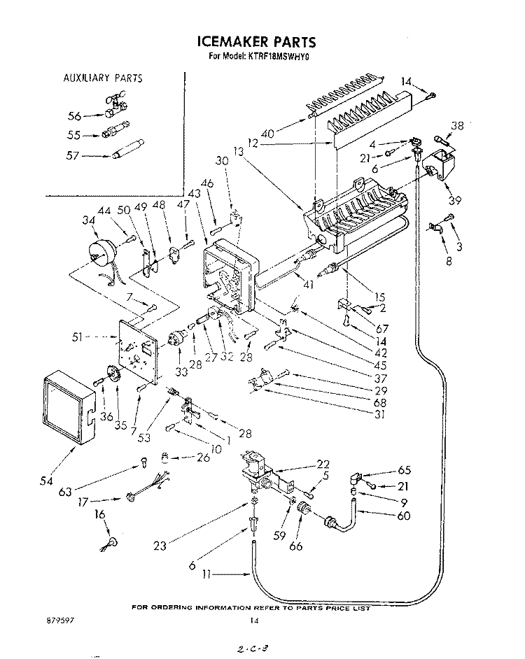 ICE MAKER , PARTS NOT ILLUSTRATED A Diagram and Parts List for KTRF18MSPLY0  Whirlpool Refrigerator