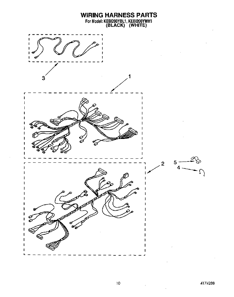 WIRING HARNESS Diagram and Parts List for KEBI200YBL1  KitchenAid Wall Oven