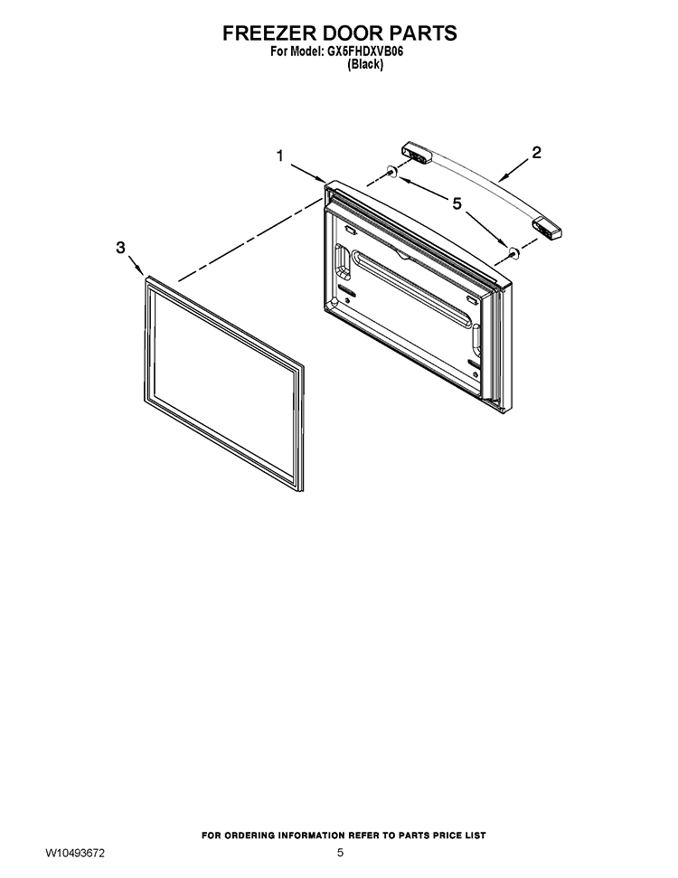 FREEZER DOOR PARTS Diagram and Parts List for GX5FHDXVB06  Whirlpool Refrigerator