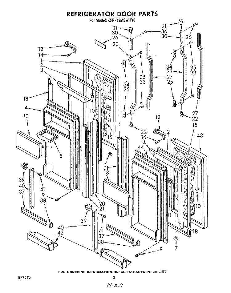 REFRIGERATOR DOOR Diagram and Parts List for KFRF19MSWHY0  KitchenAid Refrigerator