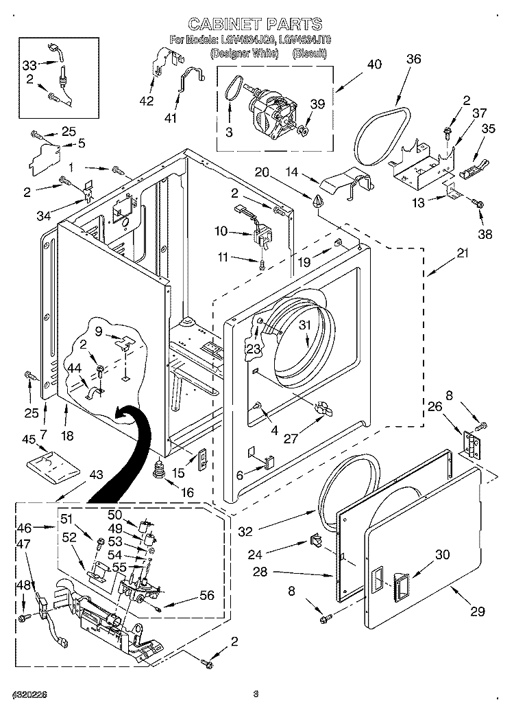 CABINET Diagram and Parts List for LGV4634JT0  Whirlpool Dryer