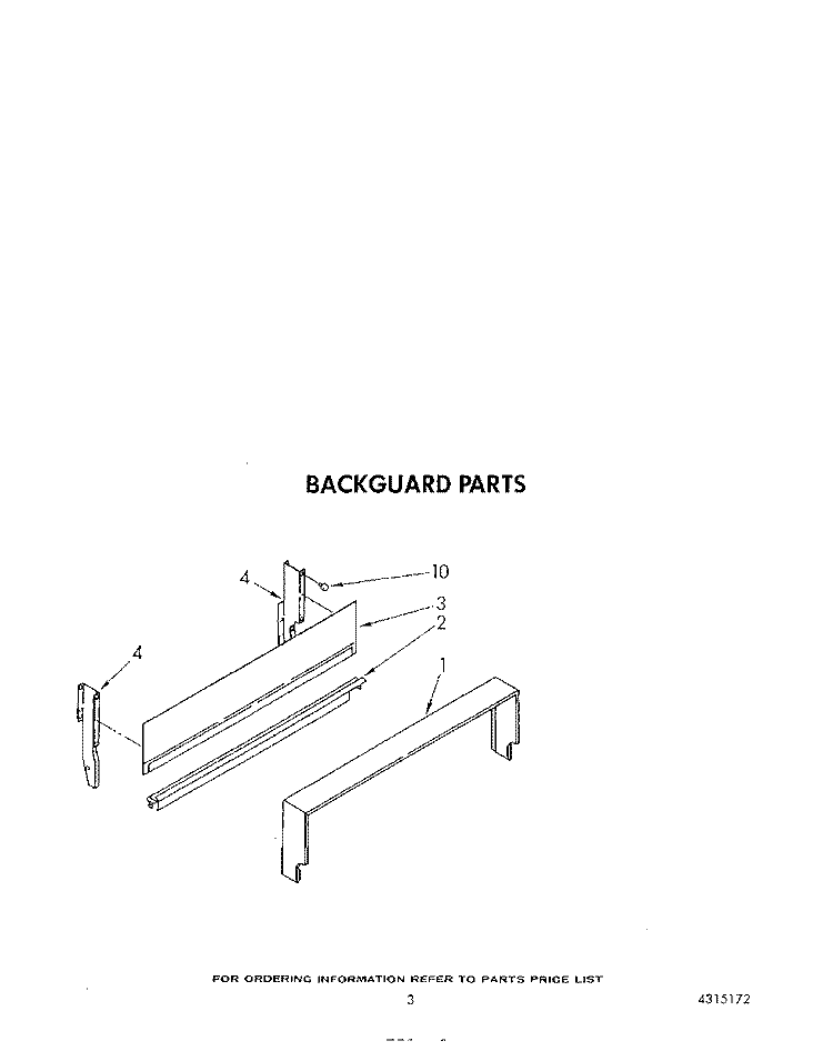 BACKGUARD Diagram and Parts List for SF300BSRW2  Whirlpool Range