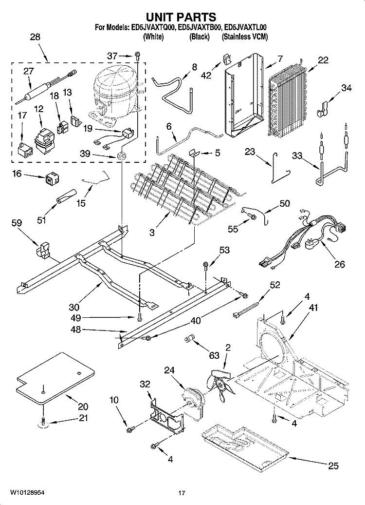 UNIT PARTS Diagram and Parts List for ED5JVAXTB00  Whirlpool Refrigerator