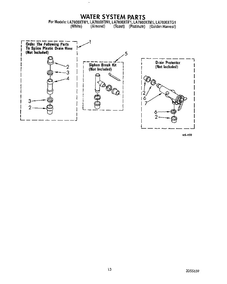 WATER SYSTEM Diagram and Parts List for LA7800XTM1  Whirlpool Washer