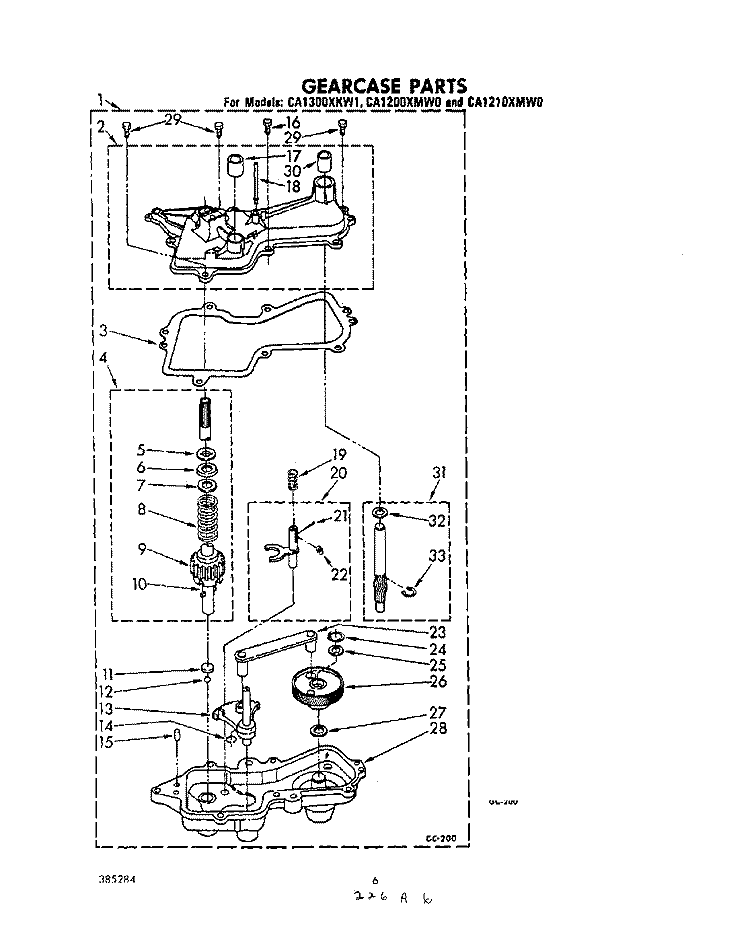 GEARCASE Diagram and Parts List for CA1200XMW0  Whirlpool Washer