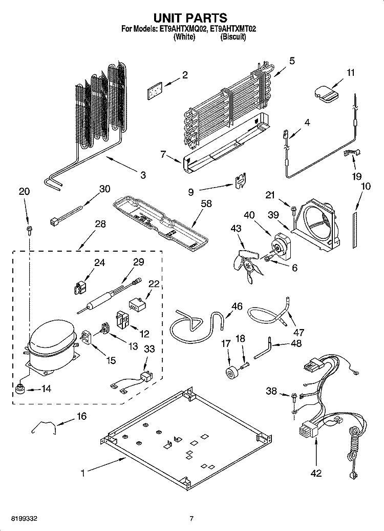 UNIT PARTS Diagram and Parts List for ET9AHTXMQ02  Whirlpool Refrigerator