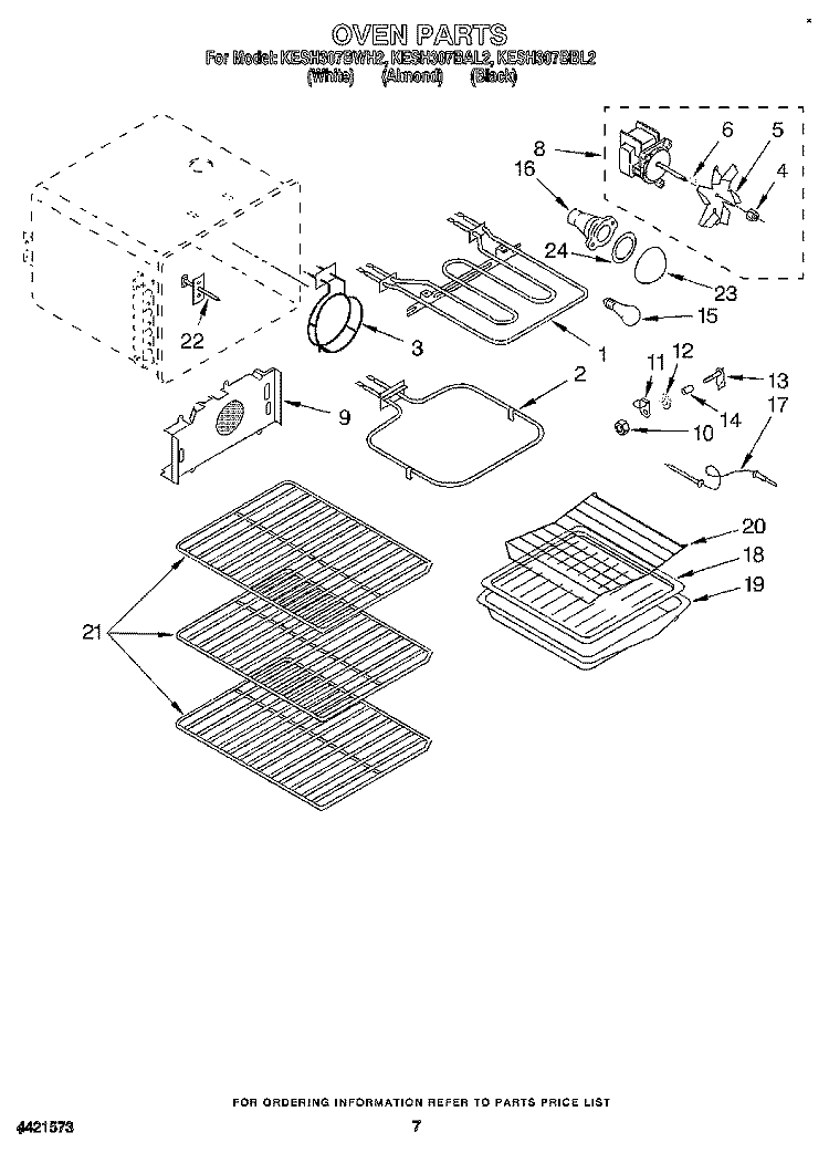 OVEN Diagram and Parts List for KESH307BAL2  KitchenAid Range