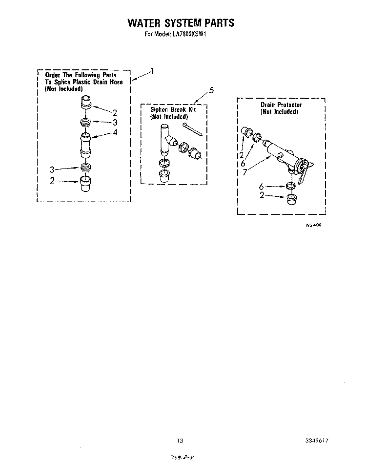 WATER SYSTEM Diagram and Parts List for LA7800XSW1  Whirlpool Washer