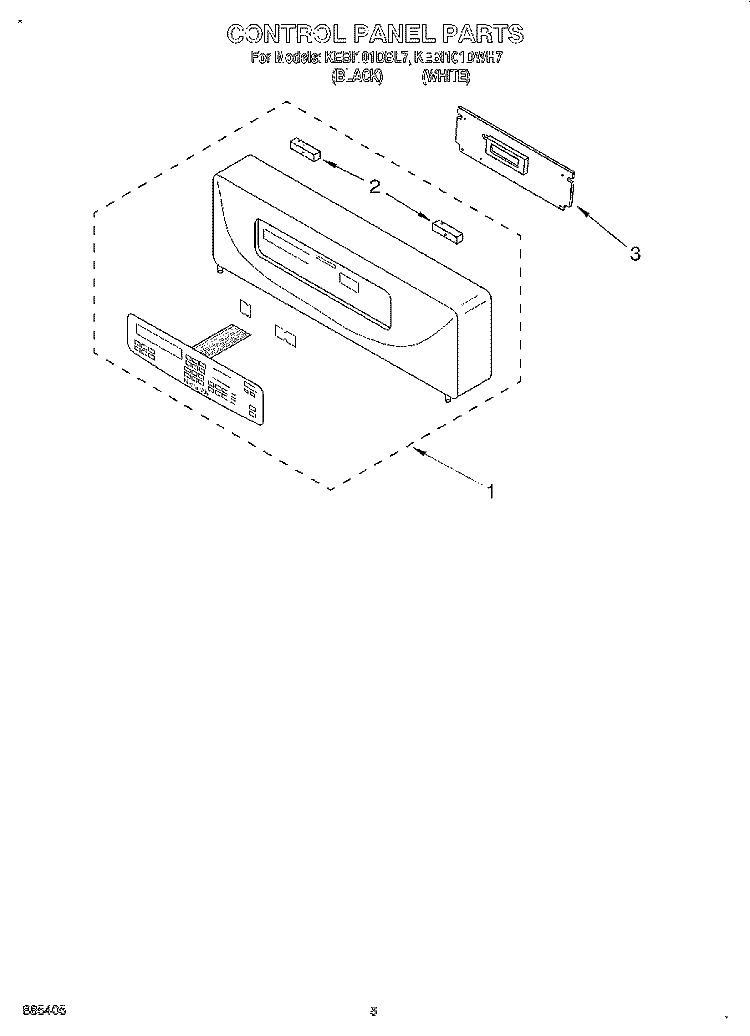 CONTROL PANEL, LITERATURE Diagram and Parts List for KEBI101DBL7  KitchenAid Wall Oven