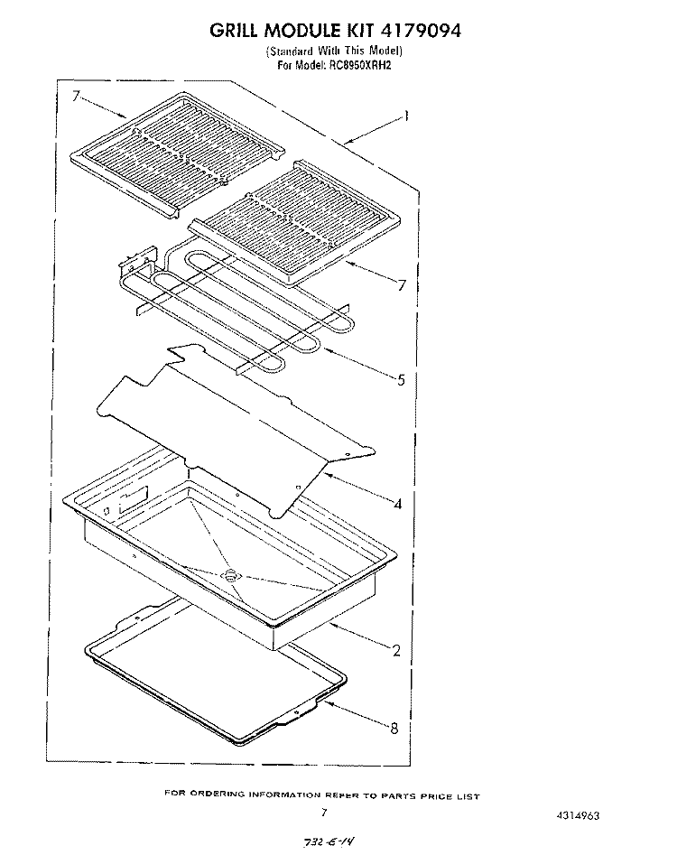GRILL KIT 4179094 Diagram and Parts List for RC8950XRH2  Whirlpool Cooktop