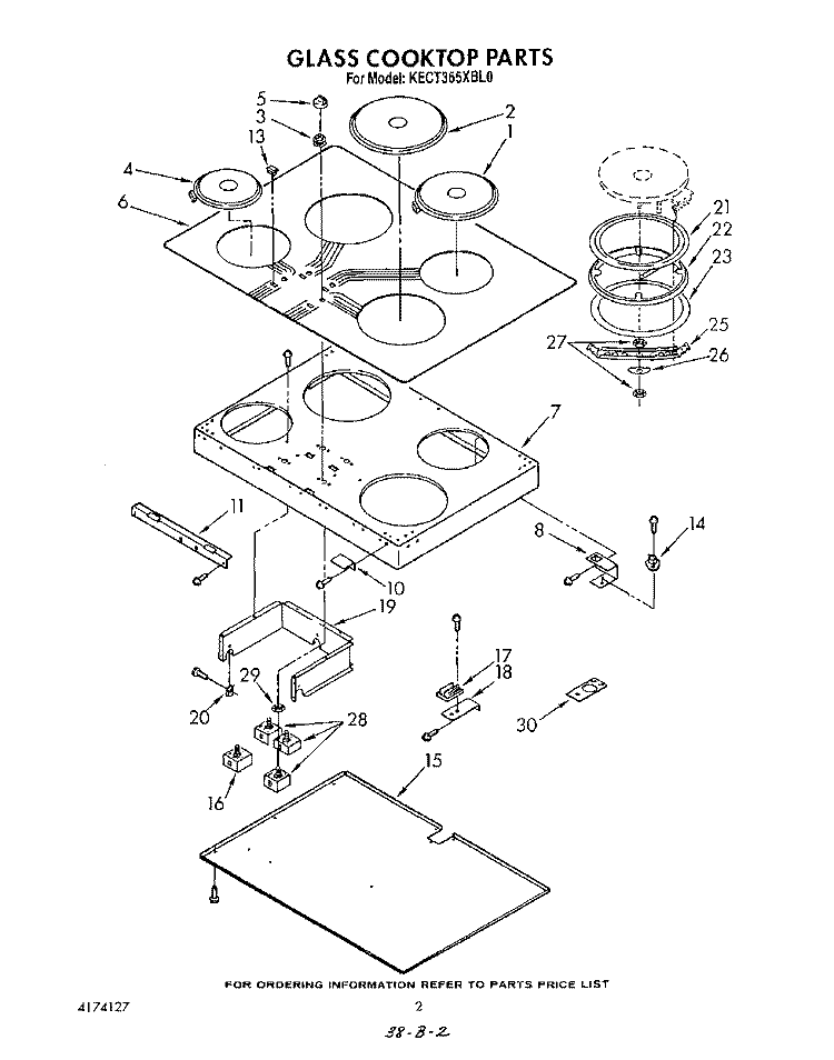 SECTION Diagram and Parts List for KECT365XBL0  KitchenAid Cooktop