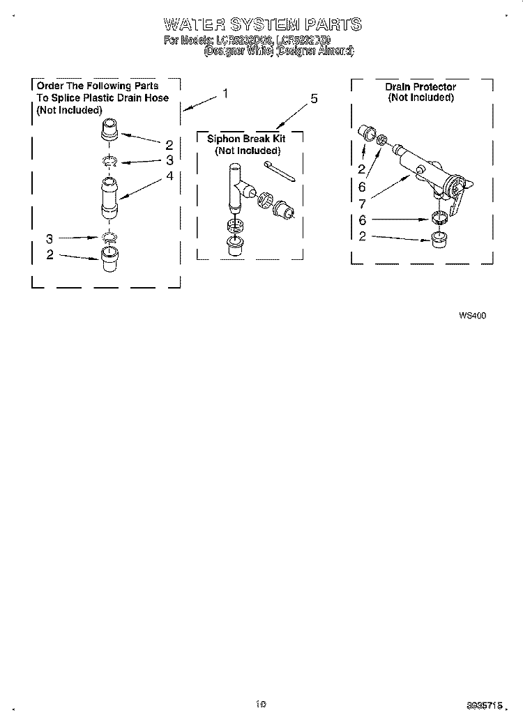 WATER SYSTEM Diagram and Parts List for LCR5232DQ0  Whirlpool Washer
