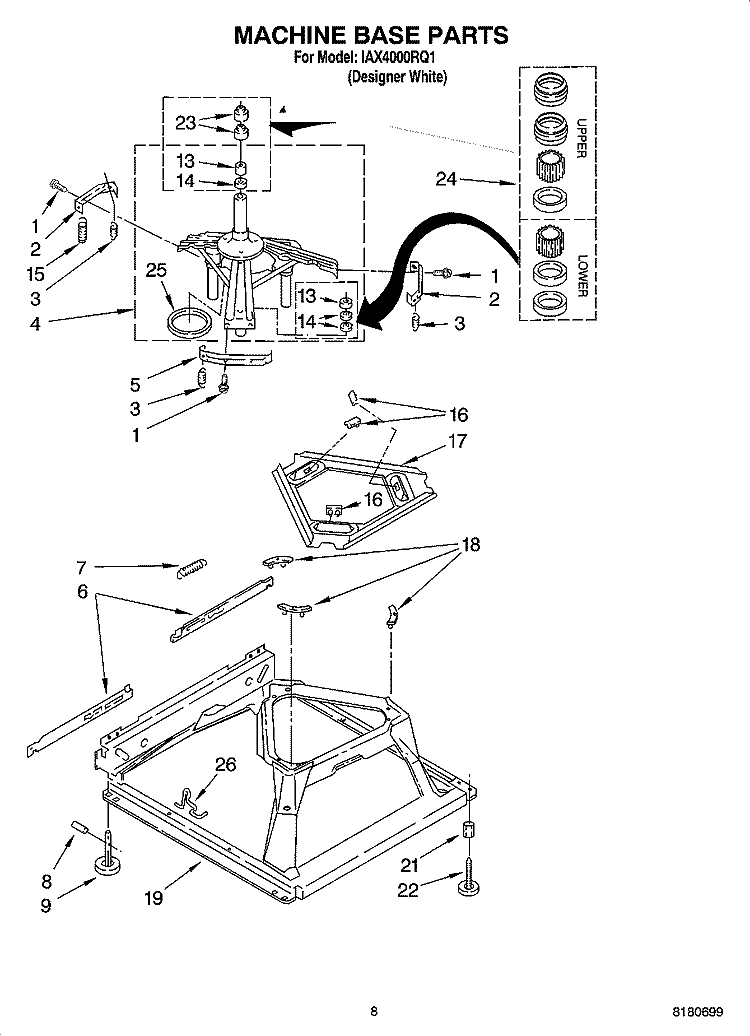MACHINE BASE PARTS Diagram and Parts List for IAX4000RQ1  Inglis Washer