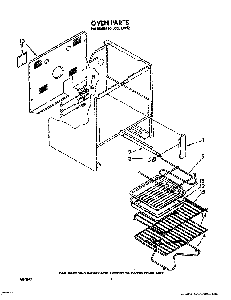 OVEN, OPTIONAL Diagram and Parts List for RF366BXVN2  Whirlpool Range