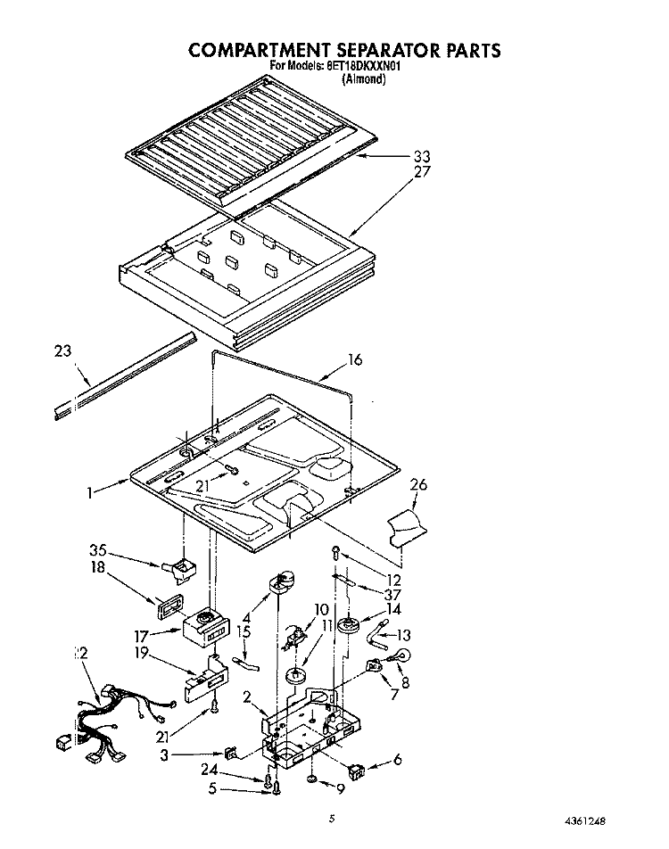 COMPARTMENT SEPARATOR Diagram and Parts List for 8ET18DKXXN01  Whirlpool Refrigerator