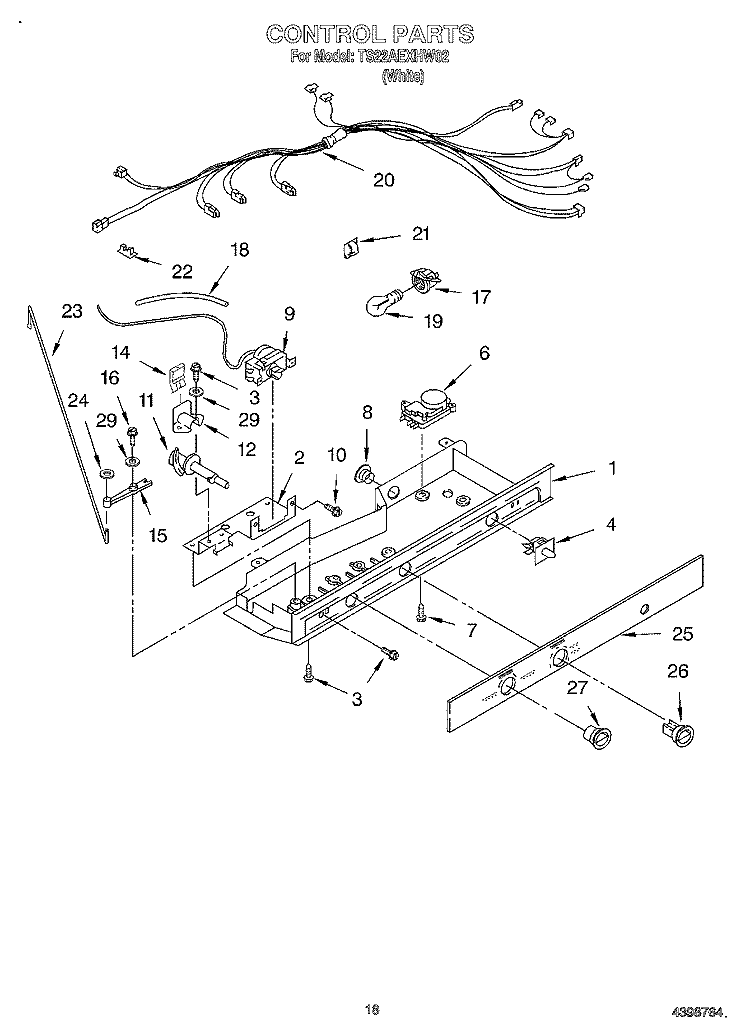 CONTROL Diagram and Parts List for TS22AEXHW02  Whirlpool Refrigerator