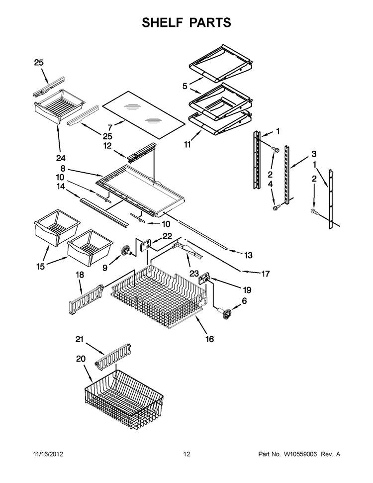 SHELF PARTS Diagram and Parts List for GB9FHDXWQ06  Whirlpool Refrigerator