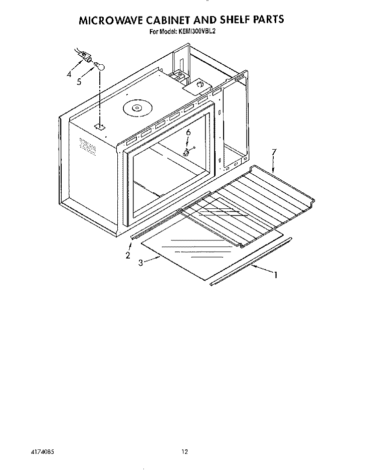 MICROWAVE CABINET AND SHELF Diagram and Parts List for KEMI300VBL2  KitchenAid Microwave Oven Combo