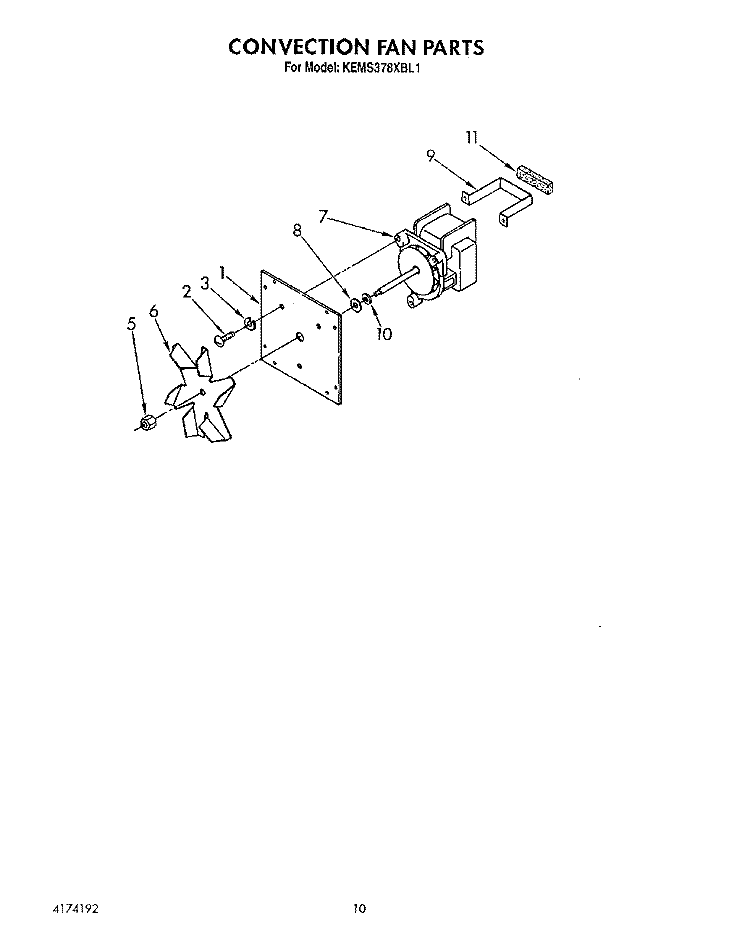 CONVECTION FAN Diagram and Parts List for KEMS378XWH1  KitchenAid Wall Oven