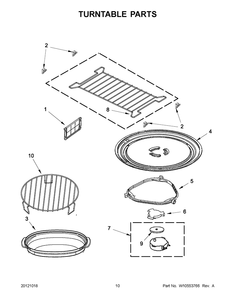 TURNTABLE PARTS Diagram and Parts List for WMH76718AS0  Whirlpool Microwave