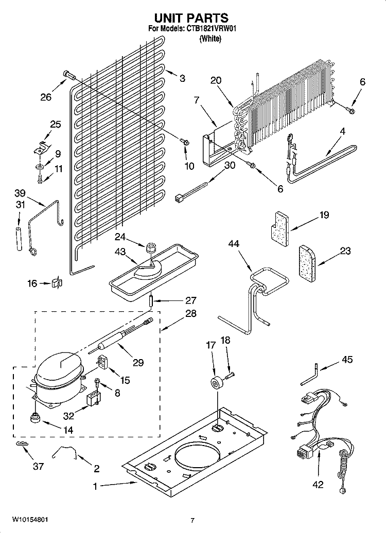 UNIT PARTS Diagram and Parts List for CTB1821VRW01  Whirlpool Refrigerator