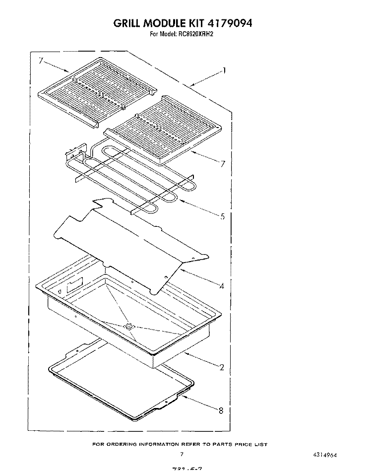 GRILL KIT 4179094 Diagram and Parts List for RC8920XRH2  Whirlpool Cooktop