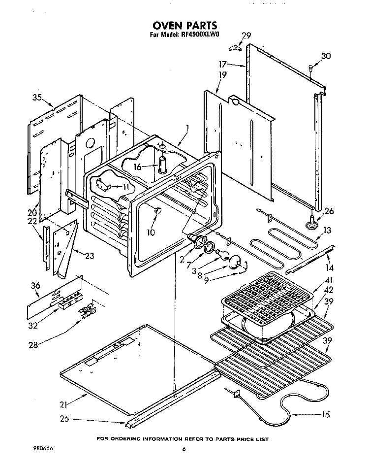 OVEN Diagram and Parts List for RF4900XLW0  Whirlpool Range