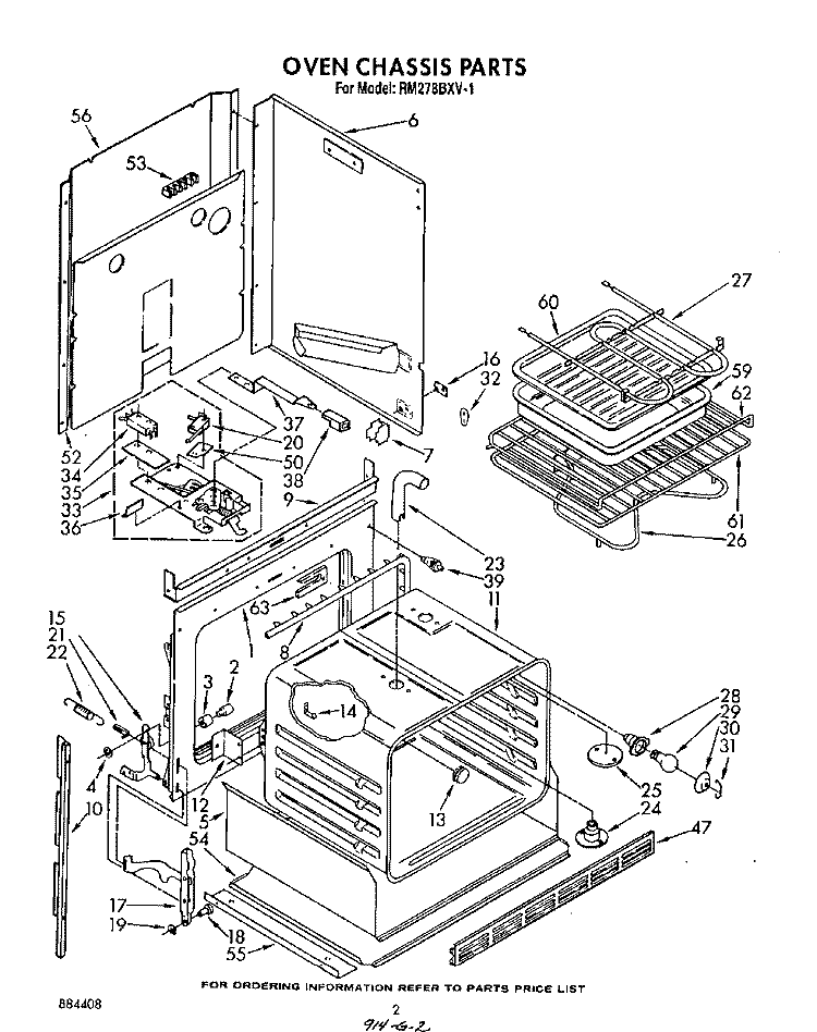 OVEN CHASSIS Diagram and Parts List for RM278BXV1  Whirlpool Microwave Oven Combo
