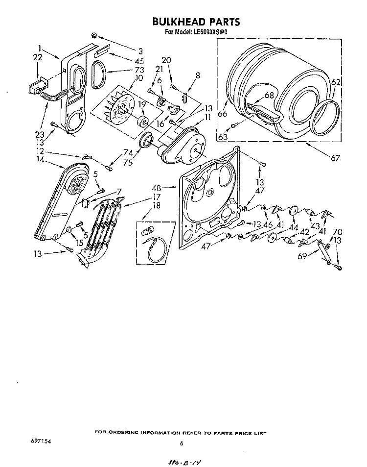 SECTION Diagram and Parts List for LE6090XSW0  Whirlpool Dryer