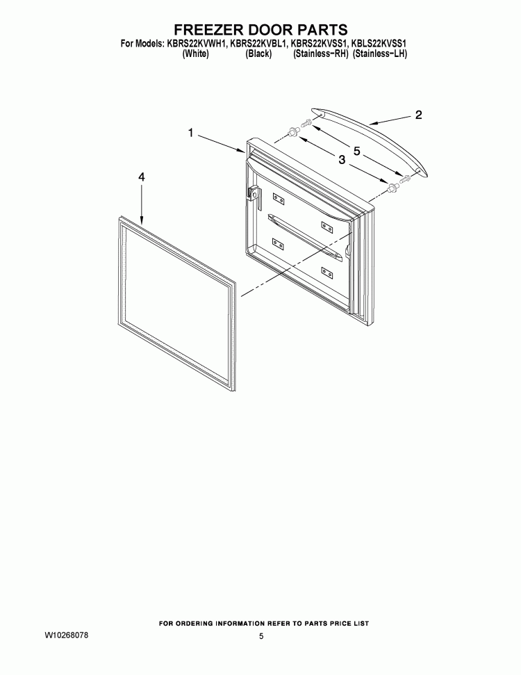 FREEZER DOOR PARTS Diagram and Parts List for KBRS22KVBL1  KitchenAid Refrigerator