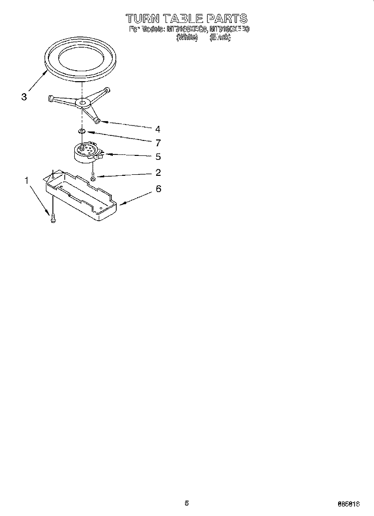 TURN TABLE, LIT/OPTIONAL Diagram and Parts List for MT9160XEB0  Whirlpool Microwave