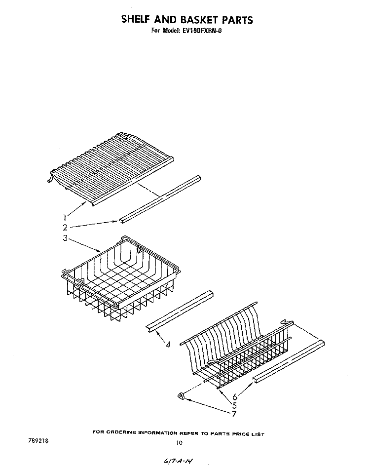 SHELF AND BASKET Diagram and Parts List for EV190FXRW0  Whirlpool Freezer