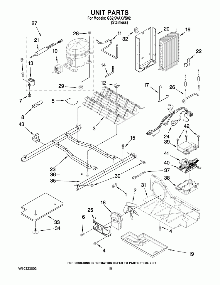 UNIT PARTS Diagram and Parts List for GS2KVAXVS02  Whirlpool Refrigerator