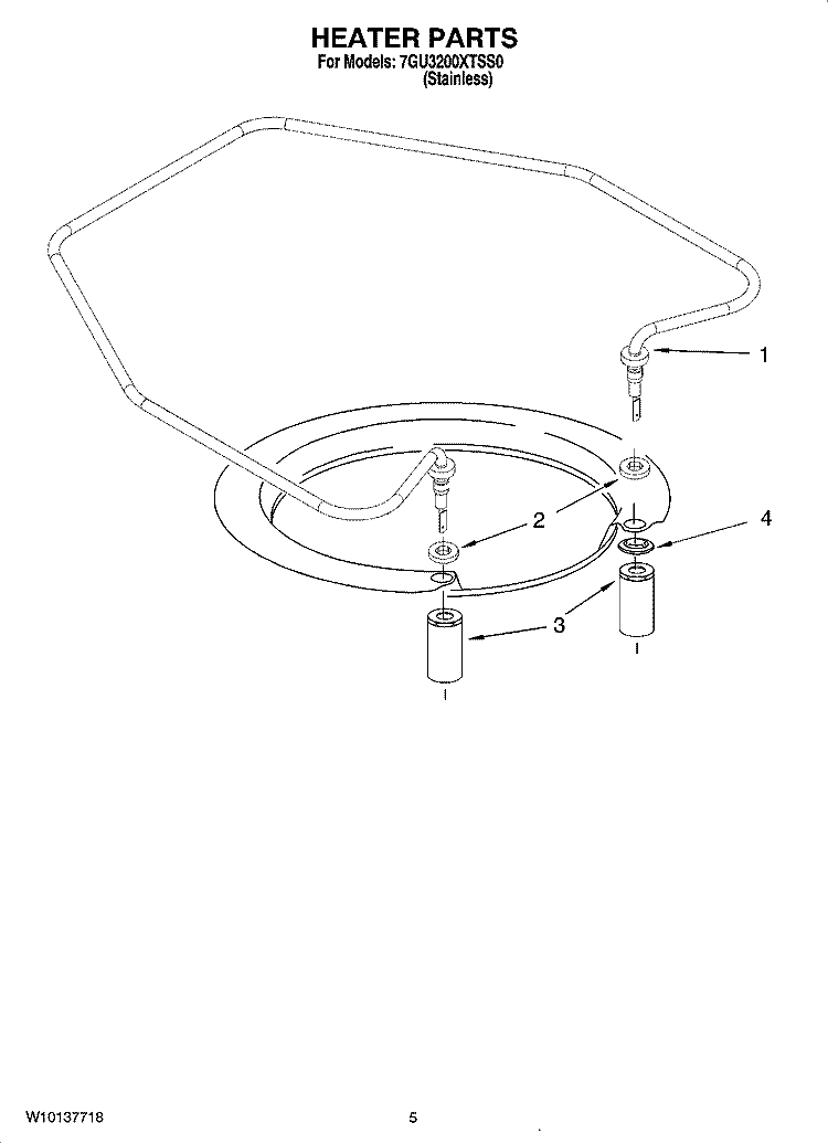 HEATER PARTS Diagram and Parts List for 7GU3200XTSS0  Whirlpool Dishwasher