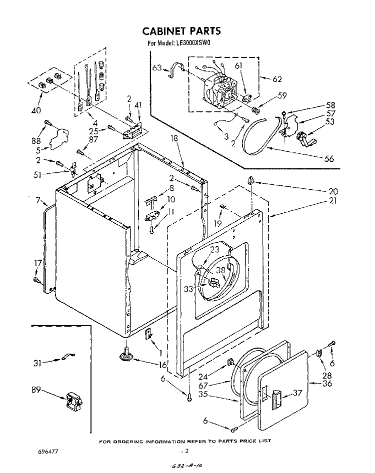 SECTION Diagram and Parts List for LE3000XSW0  Whirlpool Dryer