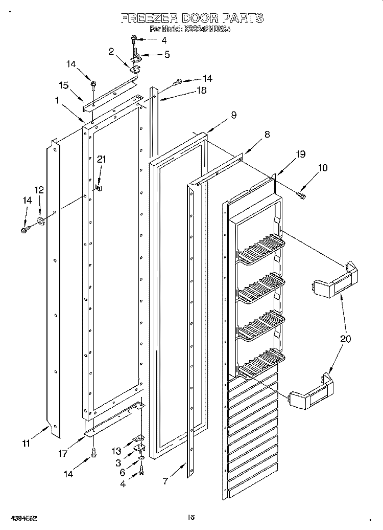FREEZER DOOR Diagram and Parts List for KSSS42MDX05  KitchenAid Refrigerator