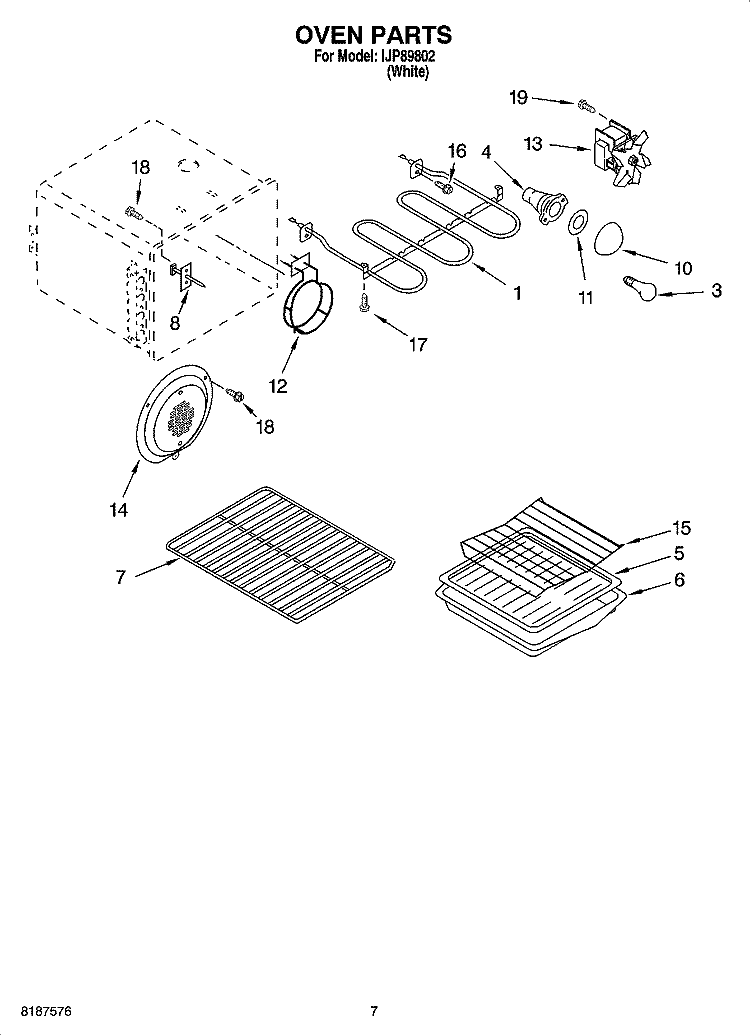 OVEN PARTS Diagram and Parts List for IJP89802  Inglis Range