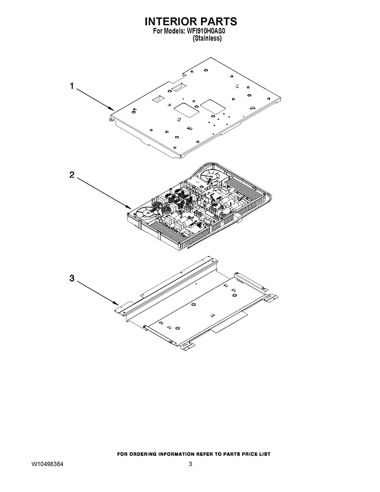 INTERIOR PARTS Diagram and Parts List for WFI910H0AS0  Whirlpool Range