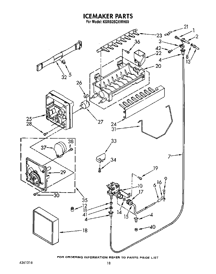 ICEMAKER Diagram and Parts List for KSRB25QXWH00  KitchenAid Refrigerator