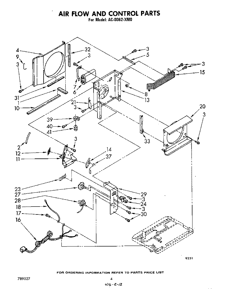 SECTION Diagram and Parts List for AC0062XM0  Whirlpool Air Conditioner