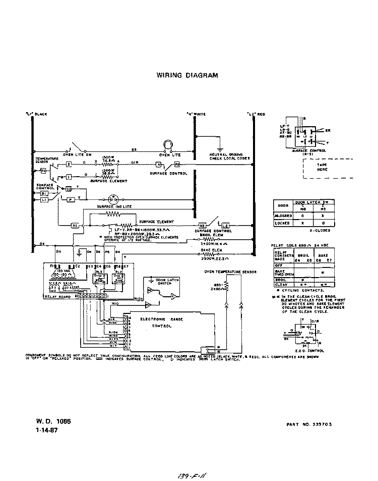 SECTION Diagram and Parts List for F9807W0  Roper Range