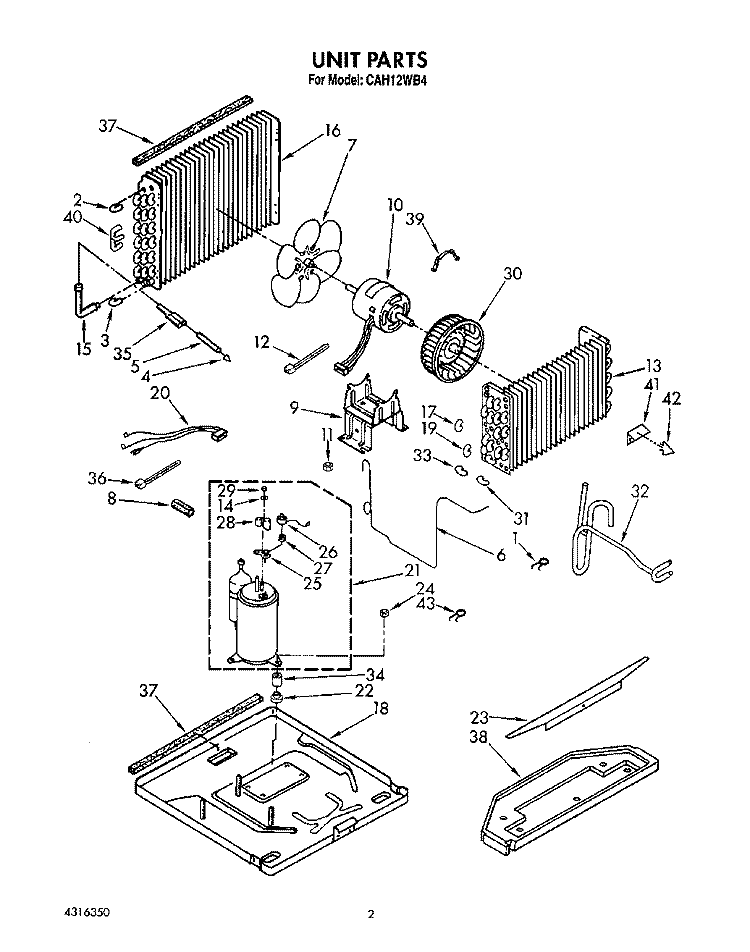 UNIT, LIT/OPTIONAL Diagram and Parts List for CAH12WB4  Crosley Air Conditioner