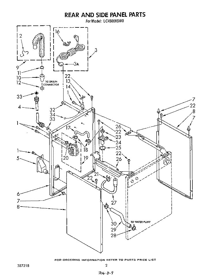 REAR AND SIDE PANEL Diagram and Parts List for LC4500XSW0  Whirlpool Washer