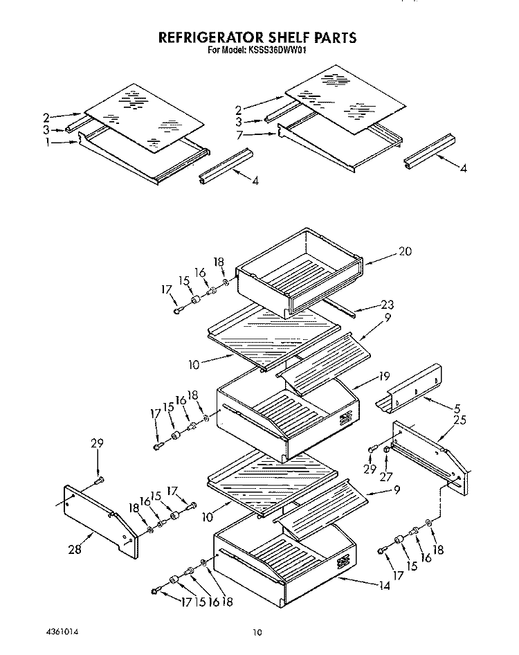REFRIGERATOR SHELF Diagram and Parts List for KSSS36DWW01  KitchenAid Refrigerator