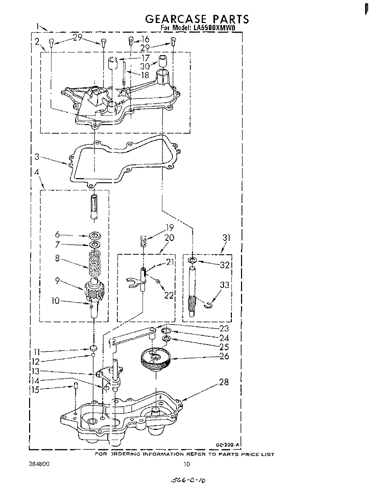 GEARCASE Diagram and Parts List for LA5580XMW0  Whirlpool Washer