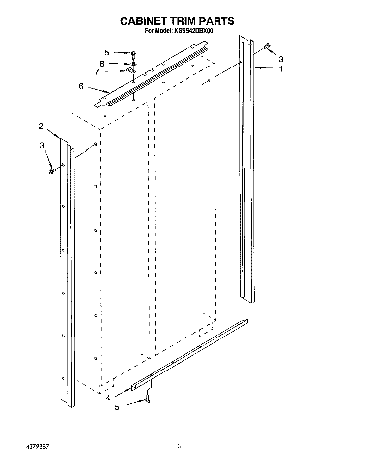 CABINET TRIM Diagram and Parts List for KSSS42DBX00  KitchenAid Refrigerator