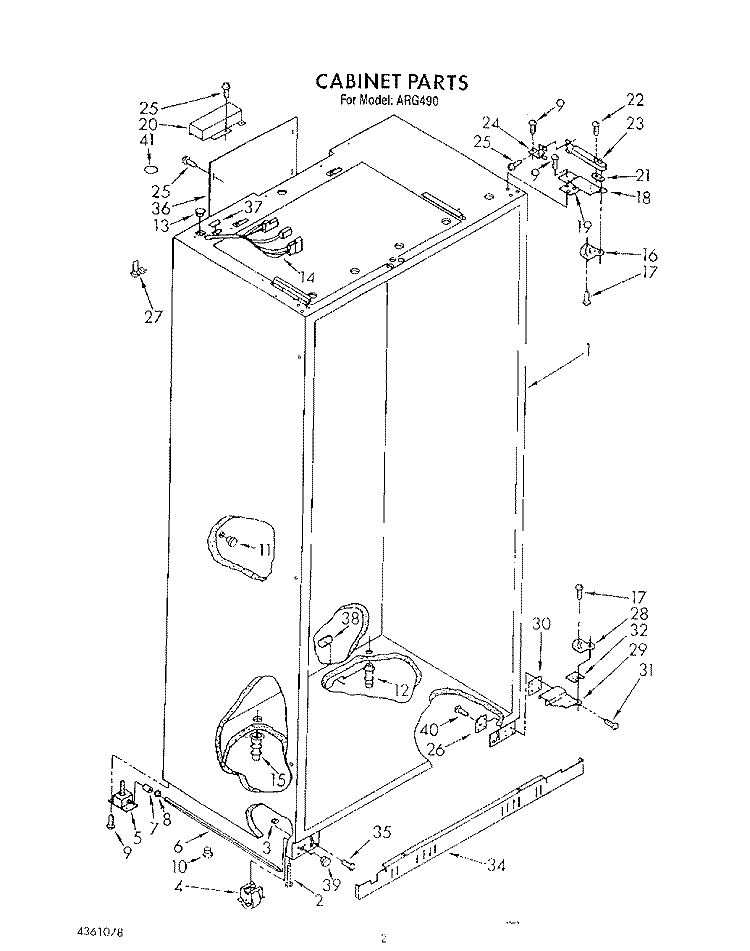 CABINET Diagram and Parts List for ARG490  Whirlpool Refrigerator