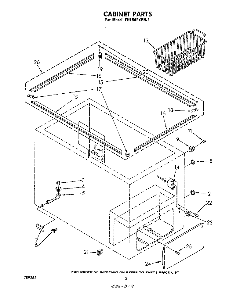 SECTION Diagram and Parts List for EH150FXPN2  Whirlpool Freezer