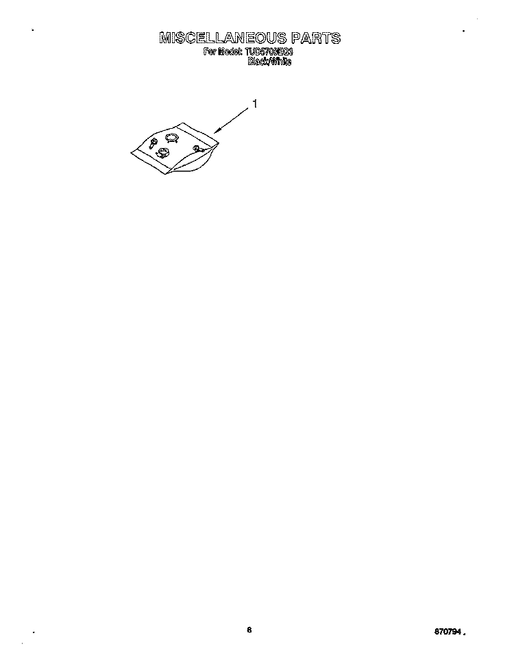 MISCELLANEOUS, OPTIONAL Diagram and Parts List for TUD5700EQ3  Estate Dishwasher