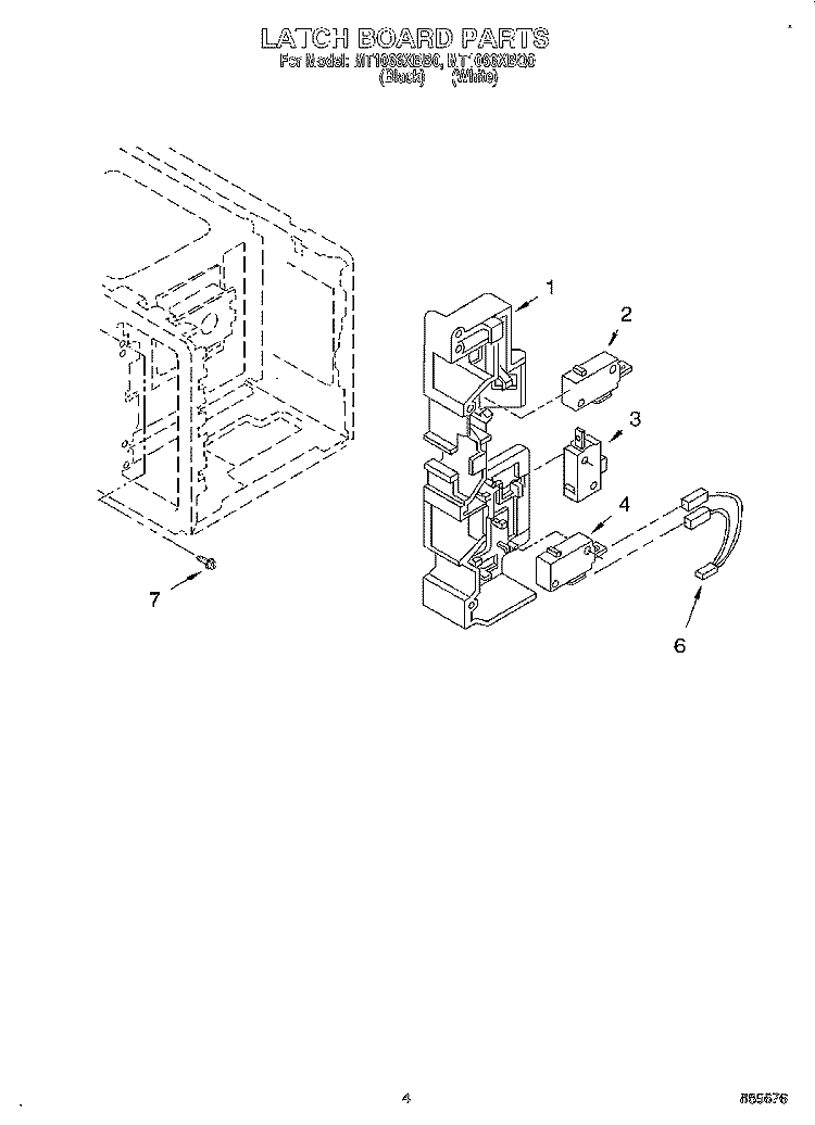 LATCH BOARD Diagram and Parts List for MT1066XBB0  Whirlpool Microwave